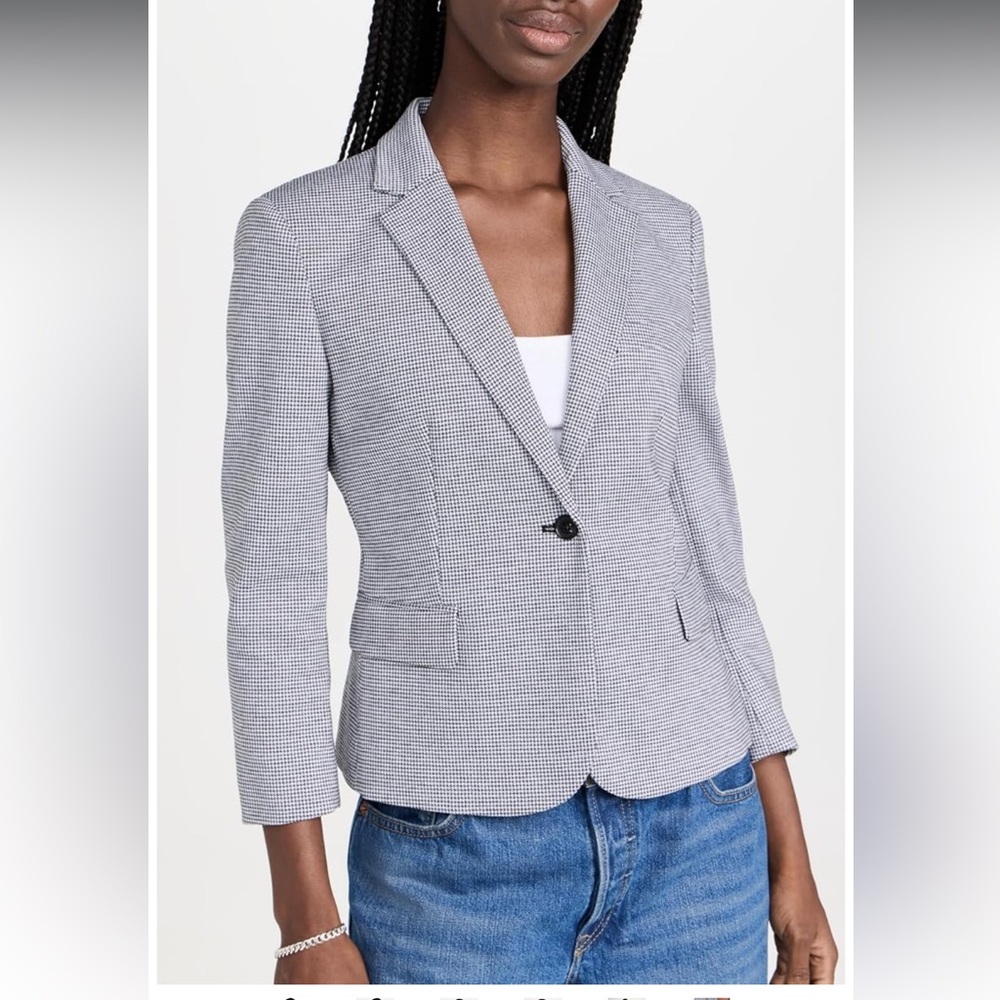 Theory Womens Shrunken Blazer Black Multi Single breasted Size 8 - Picture 2 of 14